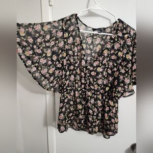 Floral Black Blouse